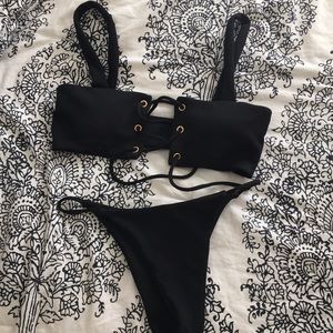 Black tied bathing suit